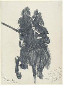 ”Dödsriddaren”. Rytarfigur med turneringsrustning från slutet av 1500-talet och lans, utställd på Historiska museet i Dresden av Adolph Menzel