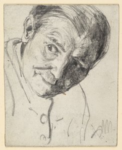 Huvudet böjt framåt, blicken riktad åt sidan av Adolph Menzel