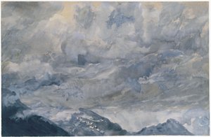 Molnig himmel över bergstopparna av Adolph Menzel