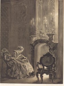Kvinna före en eld av Adolph Menzel