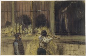 Två djurskötare framför rovdjurshuset av Adolph Menzel