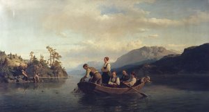 Kväll på Krøderen av Adolph Tidemand