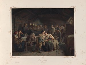 Illustration hämtad från boken Norske Folkelivsbilleder av Tidemand, Adolph och utgiven av Chr. Tønsberg (Christiania, 1858) av Adolph Tidemand