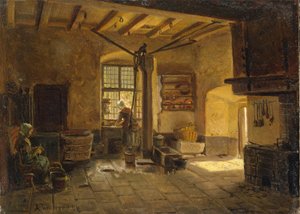Köksinteriör av Adolph Tidemand