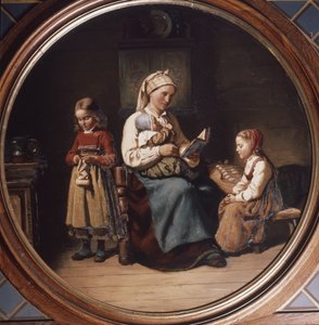 Mamma undervisar av Adolph Tidemand