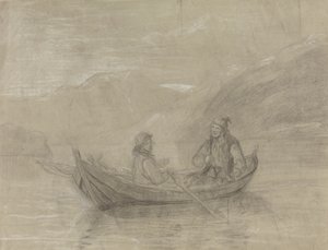 Två fiskare i en båt av Adolph Tidemand