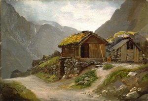 Utsikt från Gudvangen av Adolph Tidemand