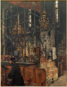 Interiören av den gamla-nya synagogan i Prag av Adolph Menzel