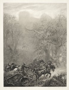 Essä om sten med borste och skrapa: Konvojen av fångar genom en skog av Adolph Menzel