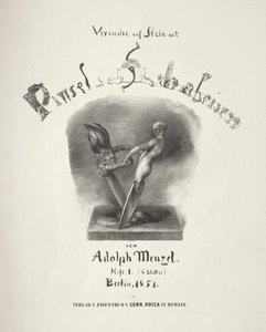 Uppsats om sten med borste och skrapa: Titelsida av Adolph Menzel