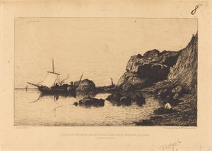 Fiskebåt som stannar i Collioures klippor av Adolphe Appian