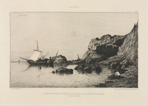 Fiskebåt som anlöper klipporna i Collioure, 1878.