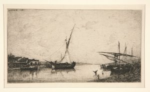 a. Två broar b. Fiskebåt av Adolphe Appian