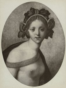 Fotoreproduktion av en målning av en kvinnlig figur, möjligen en gudinna Venus (titel på objekt) av Adolphe Braun and Cie. (attributed to)