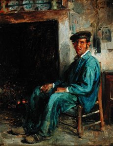 En bonde framför en härd, 1859