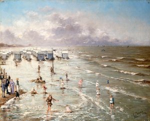 Stranden i Oostende, 1892 av Adolphe Jacobs
