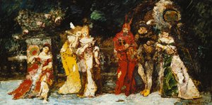 Karaktärer på en kortlek med Faust och Mephisto; Figurer på en terrass med Fauste och Mephisto, ca 1875-1880