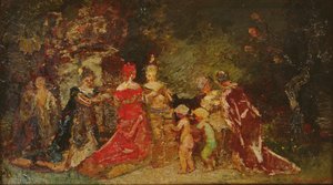 Samling i en park av Adolphe Joseph Thomas Monticelli