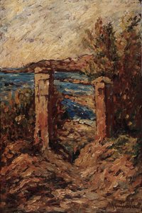 Portal of Cassis, landskap vid havet Målning av Adolphe Monticelli (1824-1886) Dim 45x30 cm Musee Grobet-Labadie av Adolphe Joseph Thomas Monticelli
