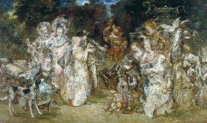 Återförening i en park på Valois-tiden av Adolphe Joseph Thomas Monticelli