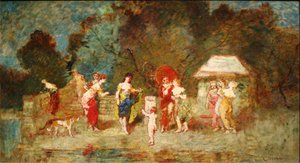 Scen i en park II, ca 1870 av Adolphe Joseph Thomas Monticelli
