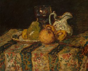 Stilleben med frukt och vinkanna av Adolphe Joseph Thomas Monticelli