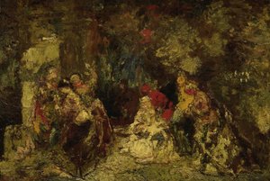Kvinnor i en skog av Adolphe Joseph Thomas Monticelli