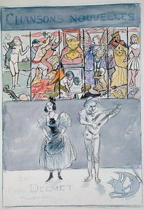 Illustration för "New Songs of Paul Delmet" publicerad av Henri Tellier, ca 1895 (litho i färg) av Adolphe Leon Willette