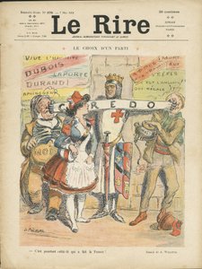 Illustration av Adolphe dit Willette (1857-1926) för omslaget till Le Rire, 07/05/10 - Partival - Val - Marianne av Adolphe Leon Willette