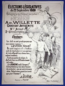 Affisch för att främja valet av konstnären i parlamentsvalet i september 1889.