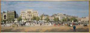 Vue générale des théâtres du boulevard du Temple en 1862, år 1862 (olja på duk)