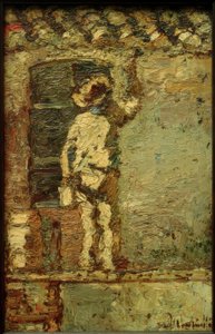 A.Monticelli, husmålare på en husvägg av Adolphe Joseph Thomas Monticelli