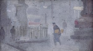 Studie för Base of Statue, Albert Square, ca 1910 (olja ombord)
