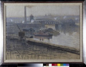 Trafford Bridge och Pomona Dock (pastell på papper)