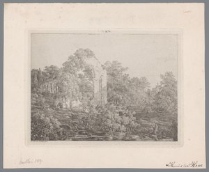 Utsikt över ruinerna av slottet de Haar av Adriaan Jacob Willem van Dielen