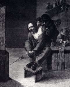 Den kirurgiska operationen Gravyr efter en målning av Adrien Brauwer (gjord 1608) 1600-talet av Adriaen (after) Brouwer