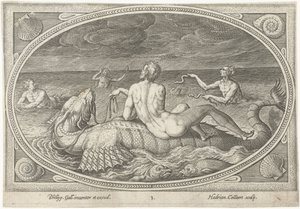 Acis på en fisk Sea Gods (serietitel) av Adriaen Collaert