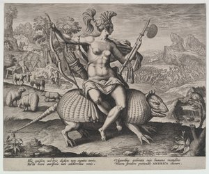 Amerika, från de fyra kontinenterna,.n.d. av Adriaen Collaert