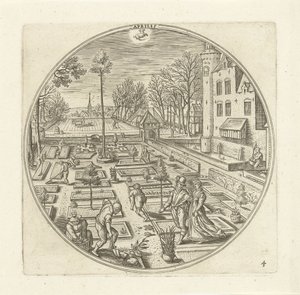 april Aprilis (titel på objekt) De tolv månaderna (serietitel) av Adriaen Collaert