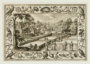 Kristus och lärjungarna i fält, ur Landskap med scener ur Gamla och Nya testamentet samt jaktscener av Adriaen Collaert