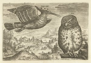 Några fåglar i ett landskap Fåglar (serietitel) Avivm vivae (serietitel) av Adriaen Collaert