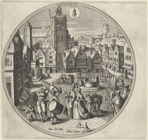 januari Ianvarivs (titel på objekt) De tolv månaderna (serietitel) av Adriaen Collaert