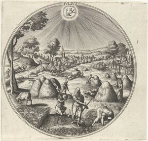juli Ivlivs (titel på objekt) De tolv månaderna (serietitel) av Adriaen Collaert