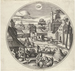juni Jvnivs (titel på objekt) De tolv månaderna (serietitel) av Adriaen Collaert