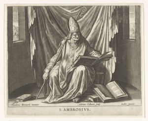 Kyrkofader Ambrosius De fyra kyrkofäderna (serietitel) av Adriaen Collaert