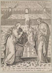Kristus och hans brud, Ecclesia, i en trädgård av Adriaen Collaert