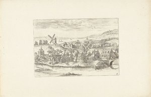 Landskap med en flod och en väderkvarn Landskap runt Antwerpen (serietitel) av Adriaen Collaert
