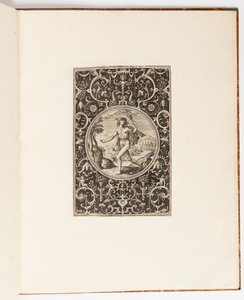 Mercury, tallrik från en svit med 6 prydnadsmönster med Judgment of Paris av Adriaen Collaert