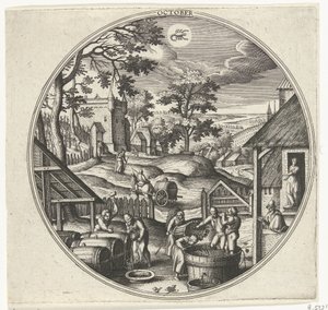 oktober De tolv månaderna (serietitel) av Adriaen Collaert