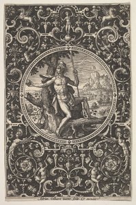 Paris i en dekorativ ram med grotesker, ca. 1580-1600. av Adriaen Collaert